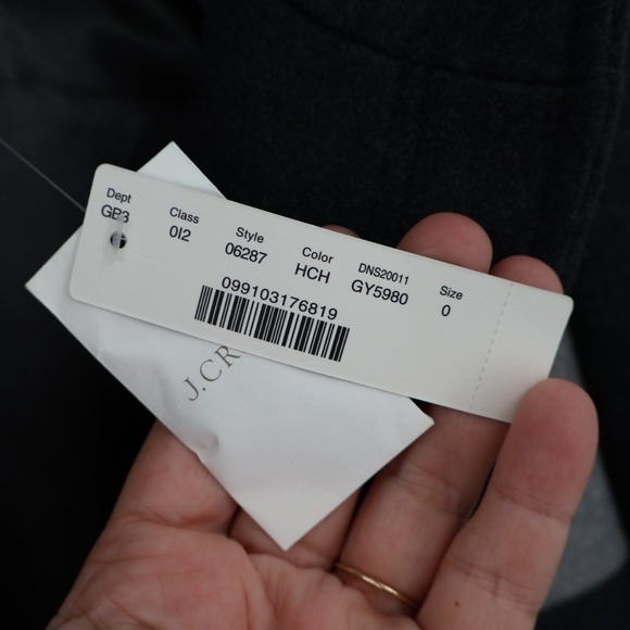 NWT J Crew Colorblock Duffle Coat Wool Black Gray Size 0 Nautical Boating Preppy - Picture 10 of 11